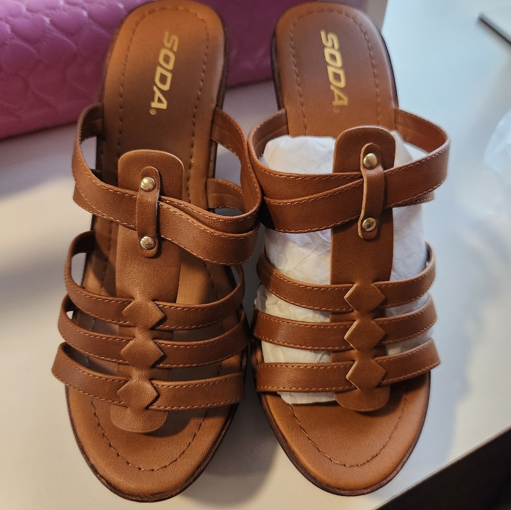 Soda Brown Gladiator Sandals Comfortable Summer Footwear